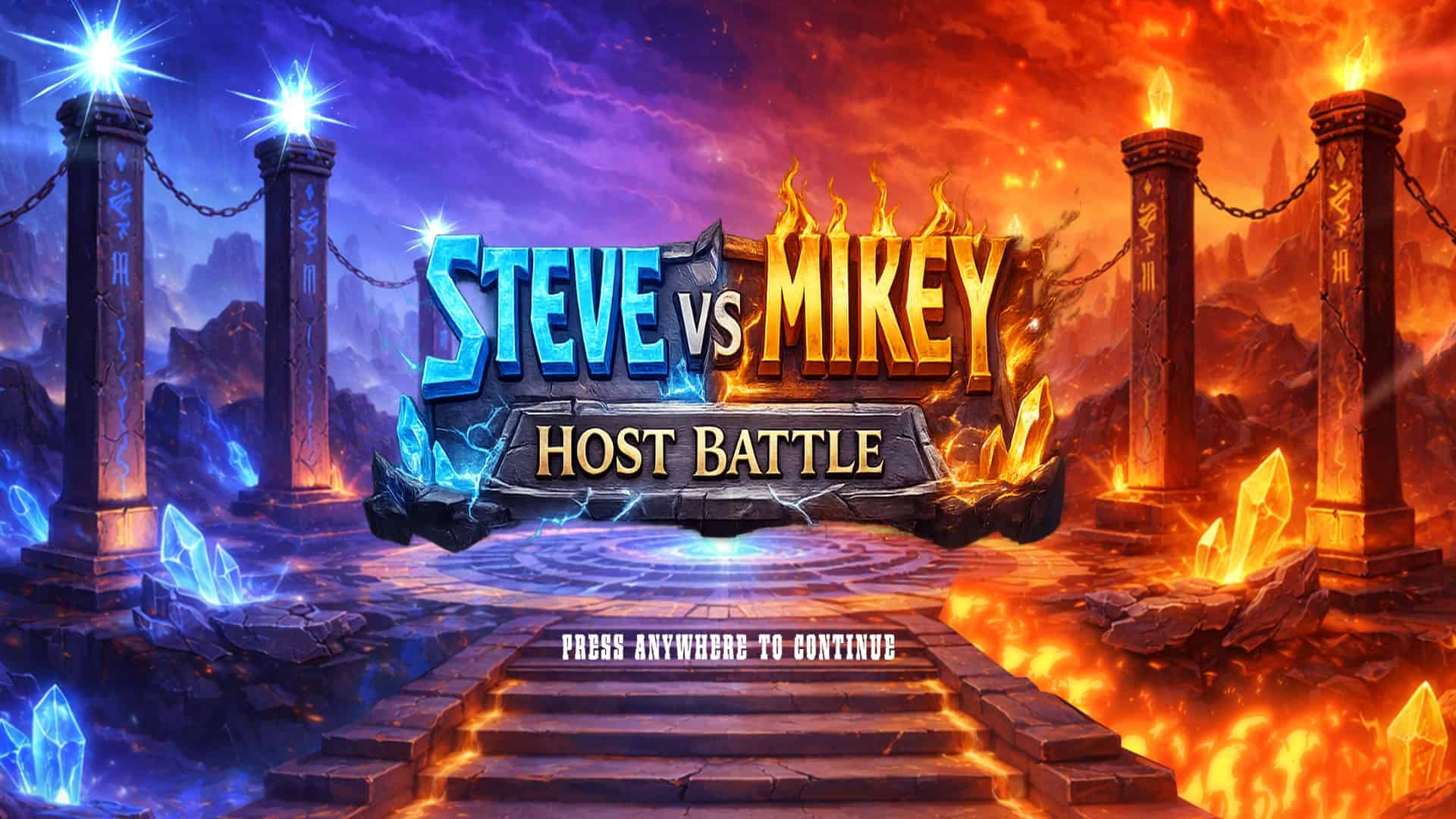 Steve VS Mikey Host Battle slot intro screen