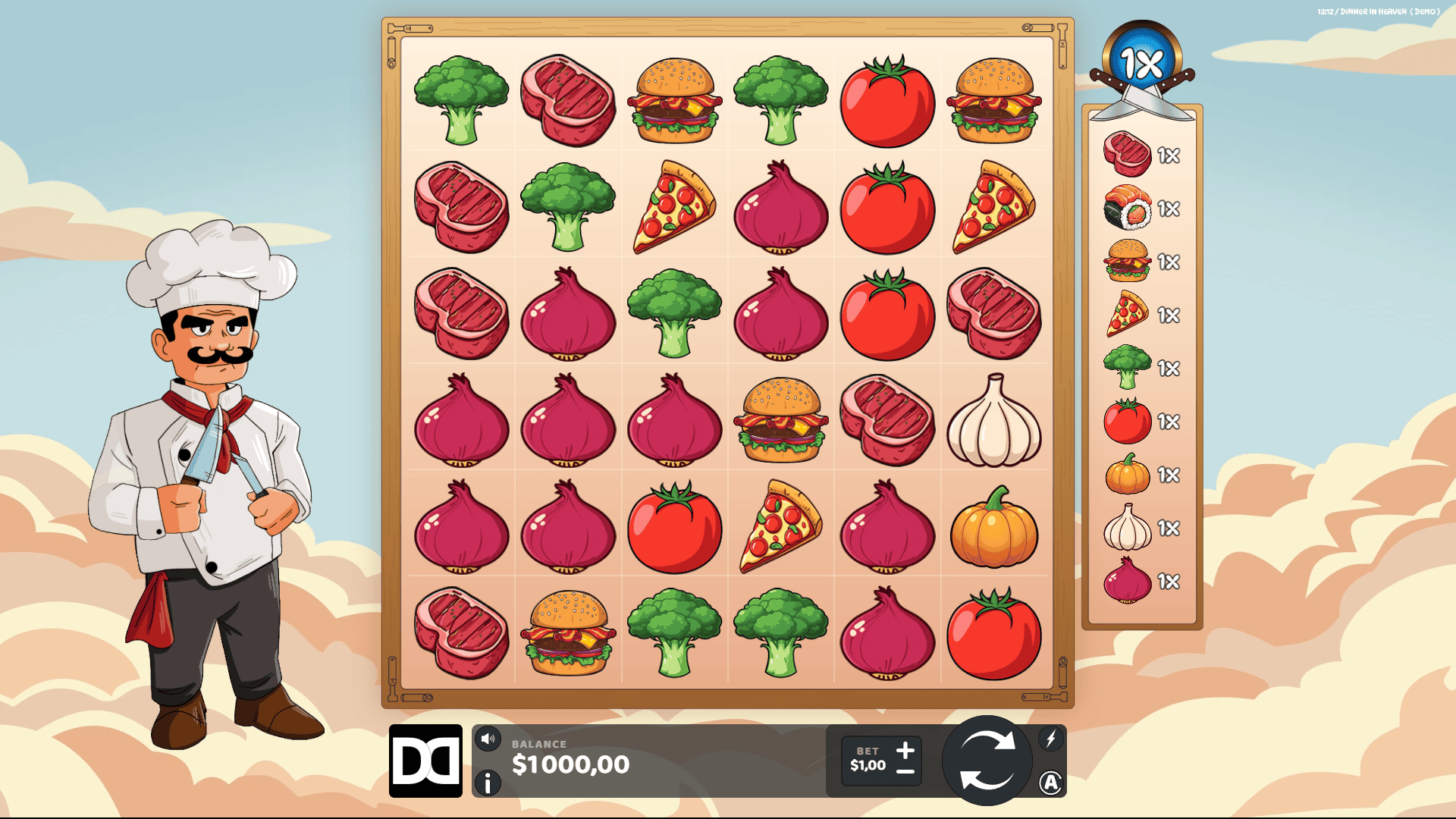 Dinner In Heaven slot gameplay reels