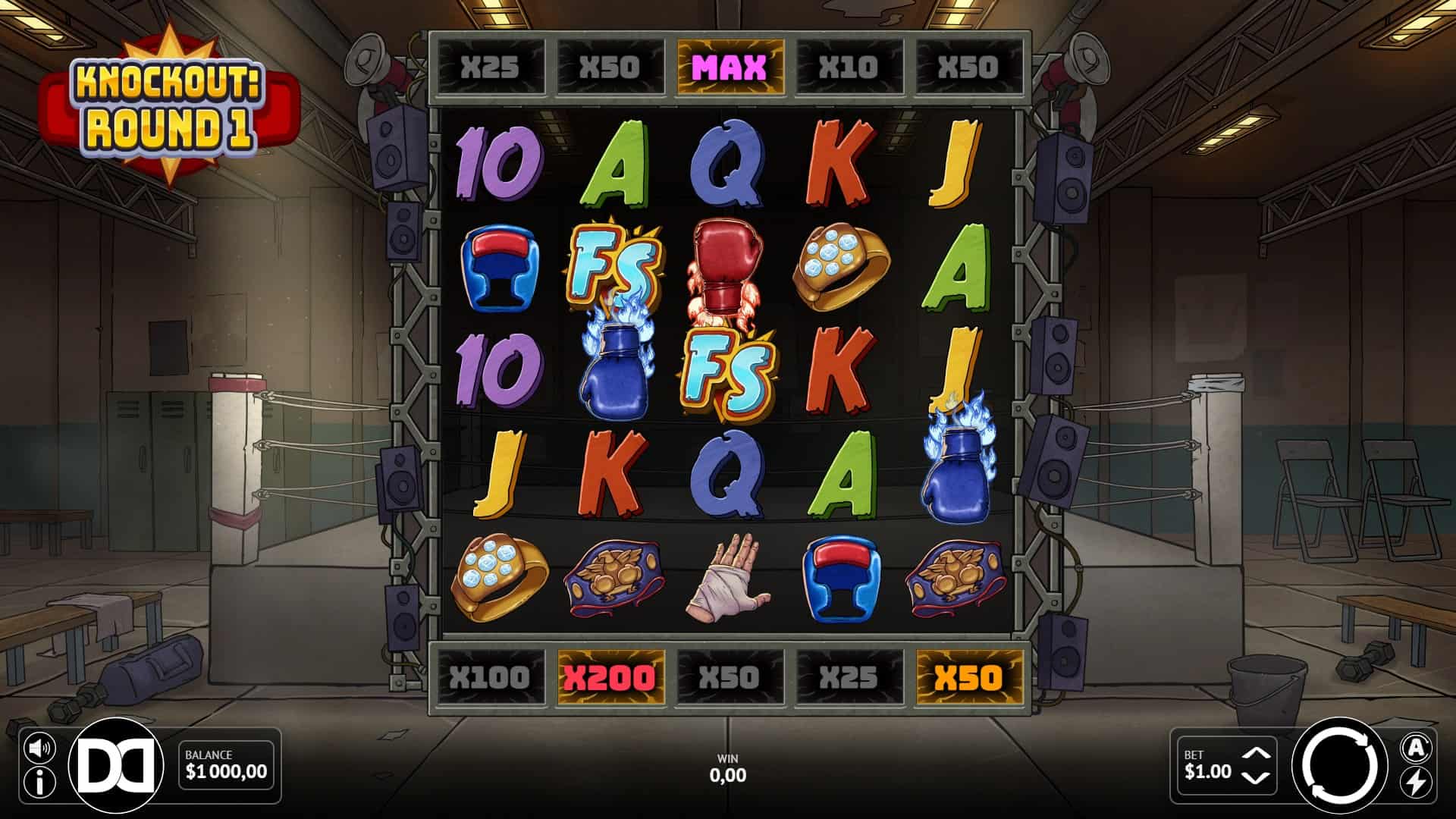 Knockout: Round 1 slot gameplay reels