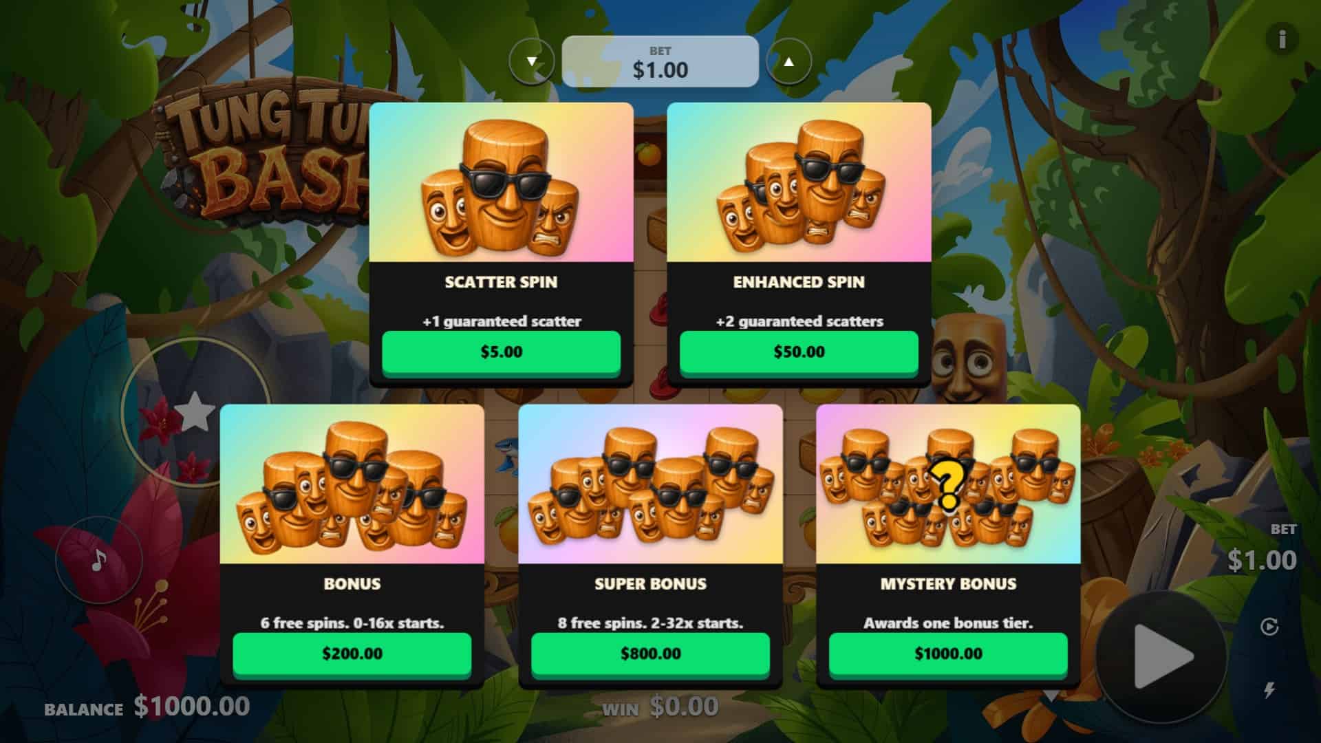 Tung Tung Bash bonus buy menu