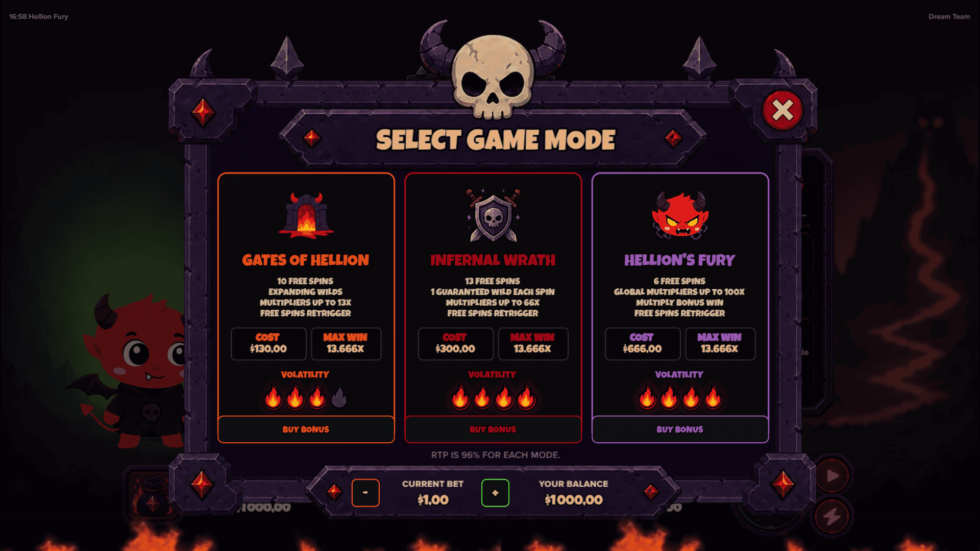 Hellion Fury bonus buy menu