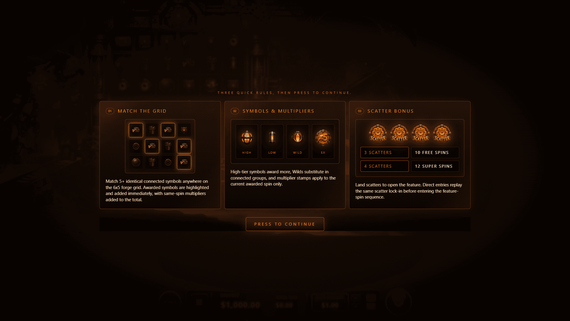 Robot Forge slot intro screen