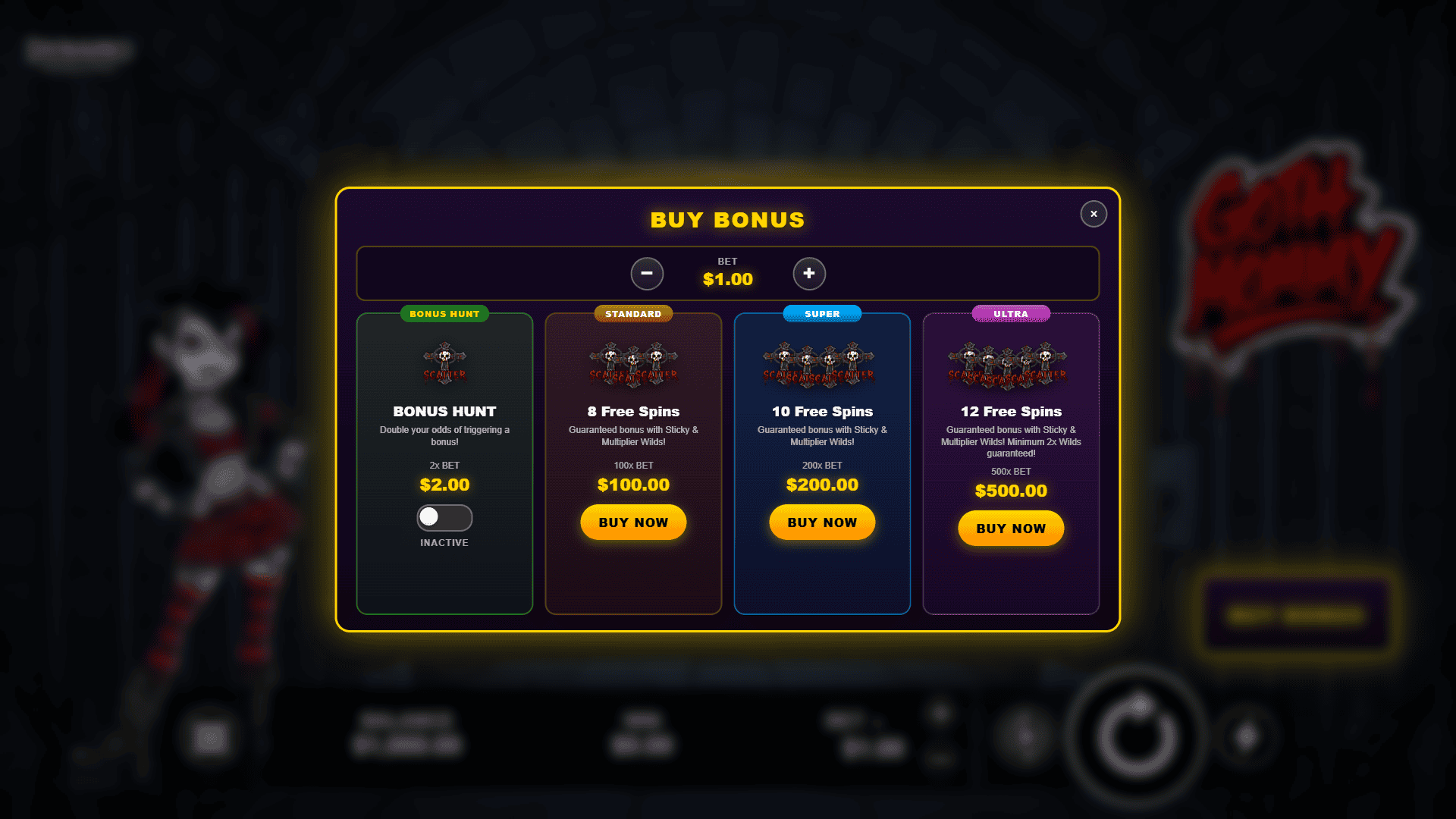 Goth Mommy bonus buy menu