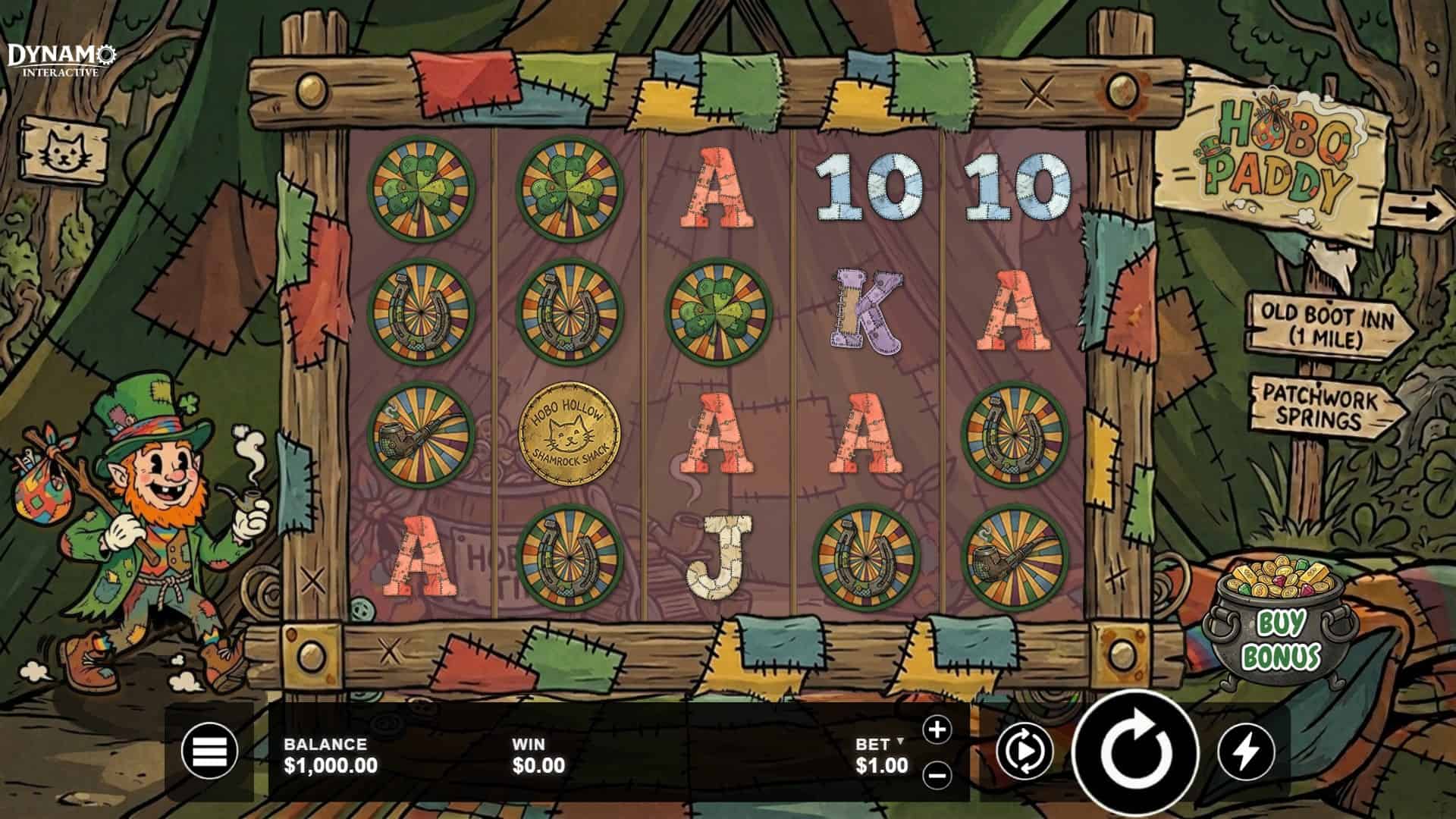 Hobo Paddy slot gameplay reels