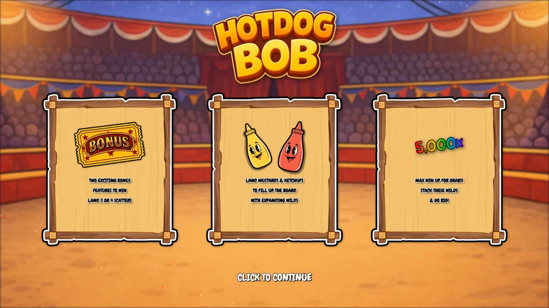 Hot Dog Bob slot intro screen