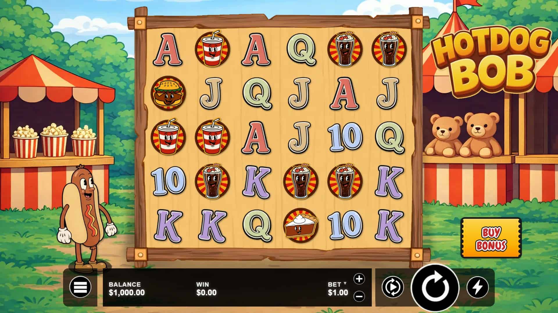 Hot Dog Bob slot gameplay reels