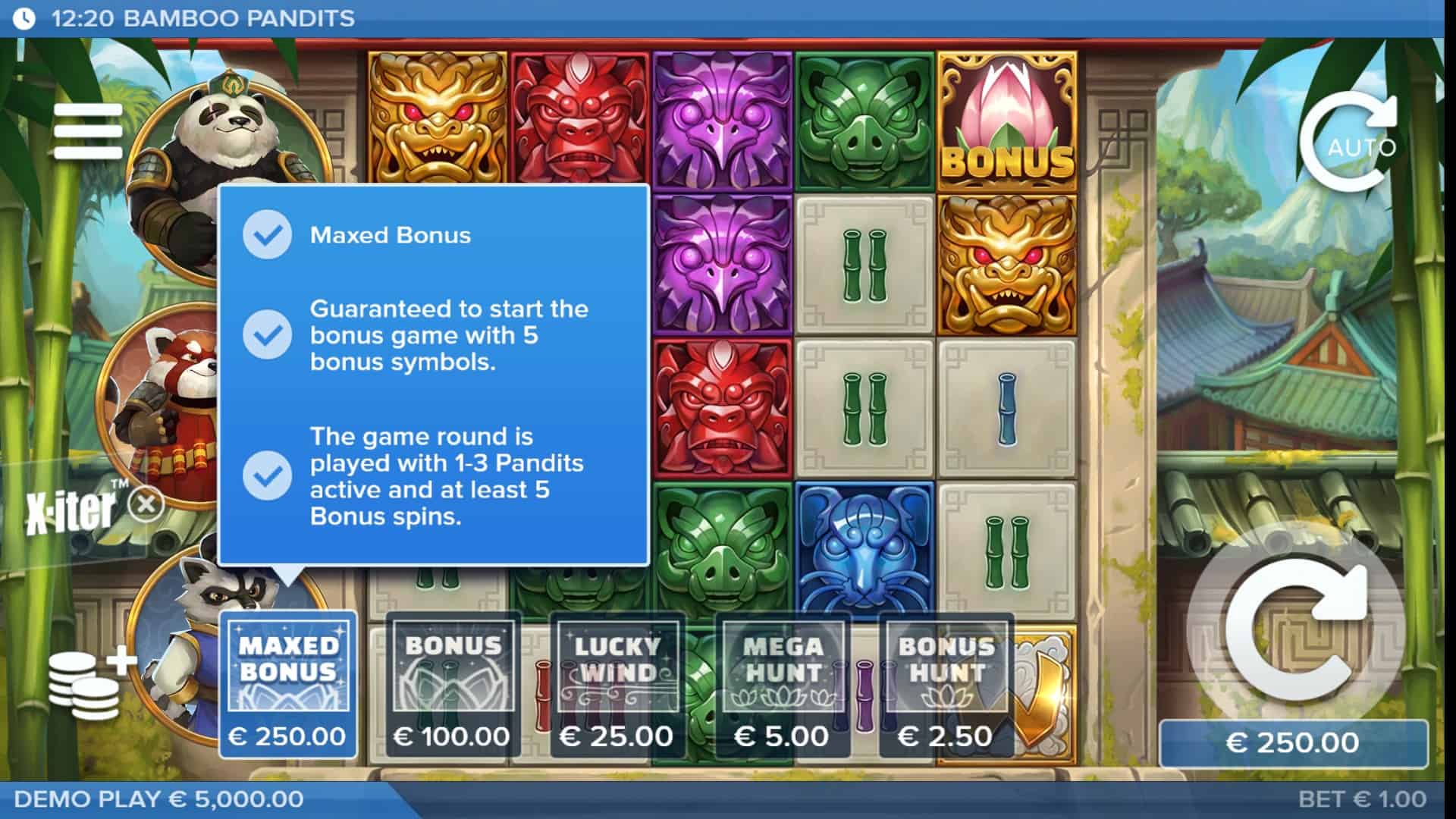 Bamboo Pandits bonus buy menu