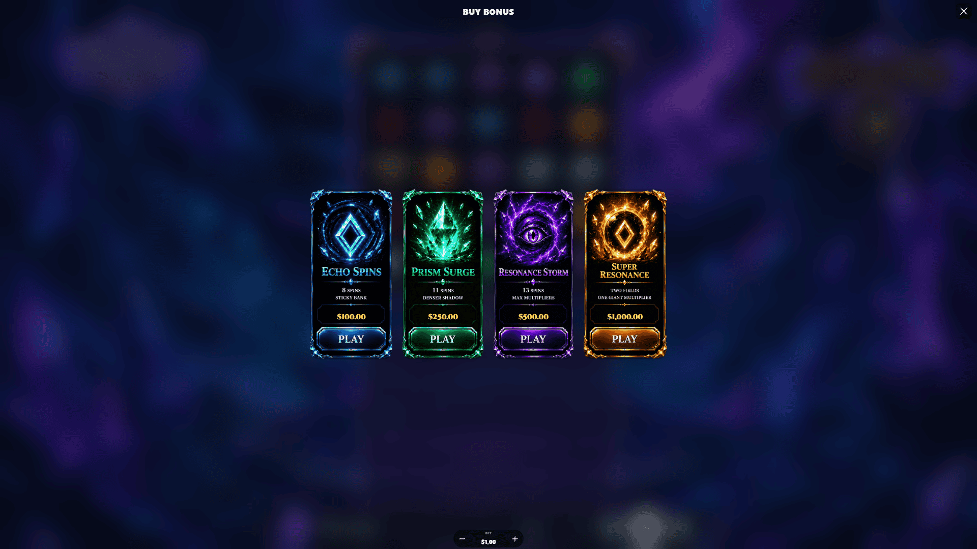 Shadow Cascade bonus buy menu