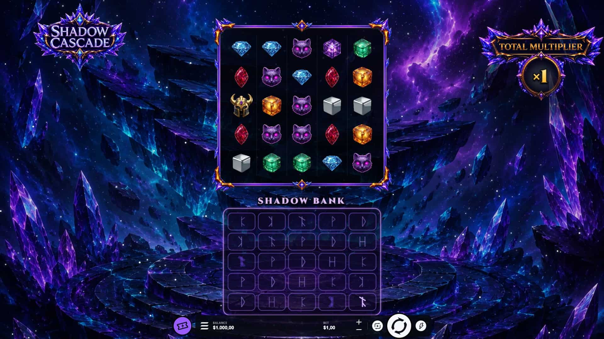 Shadow Cascade slot gameplay reels