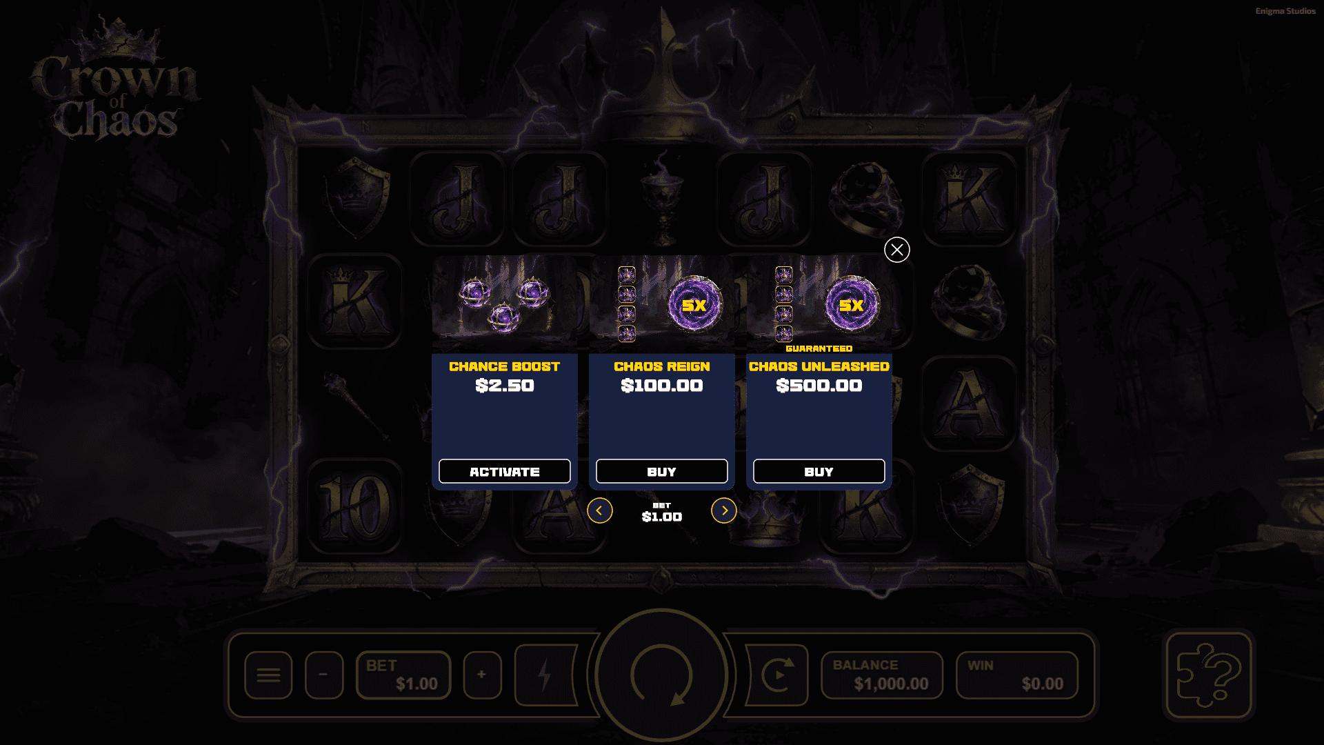 Crown of Chaos bonus buy menu