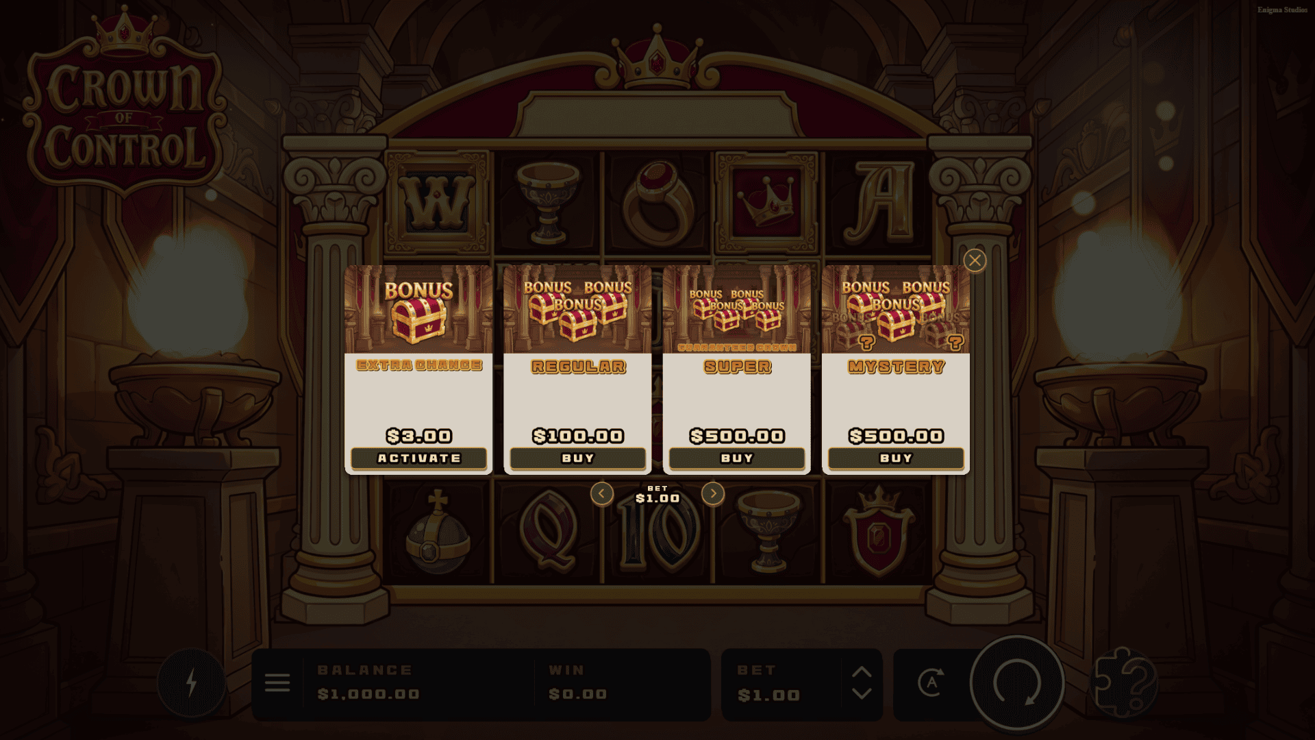 Crown of Control bonus buy menu