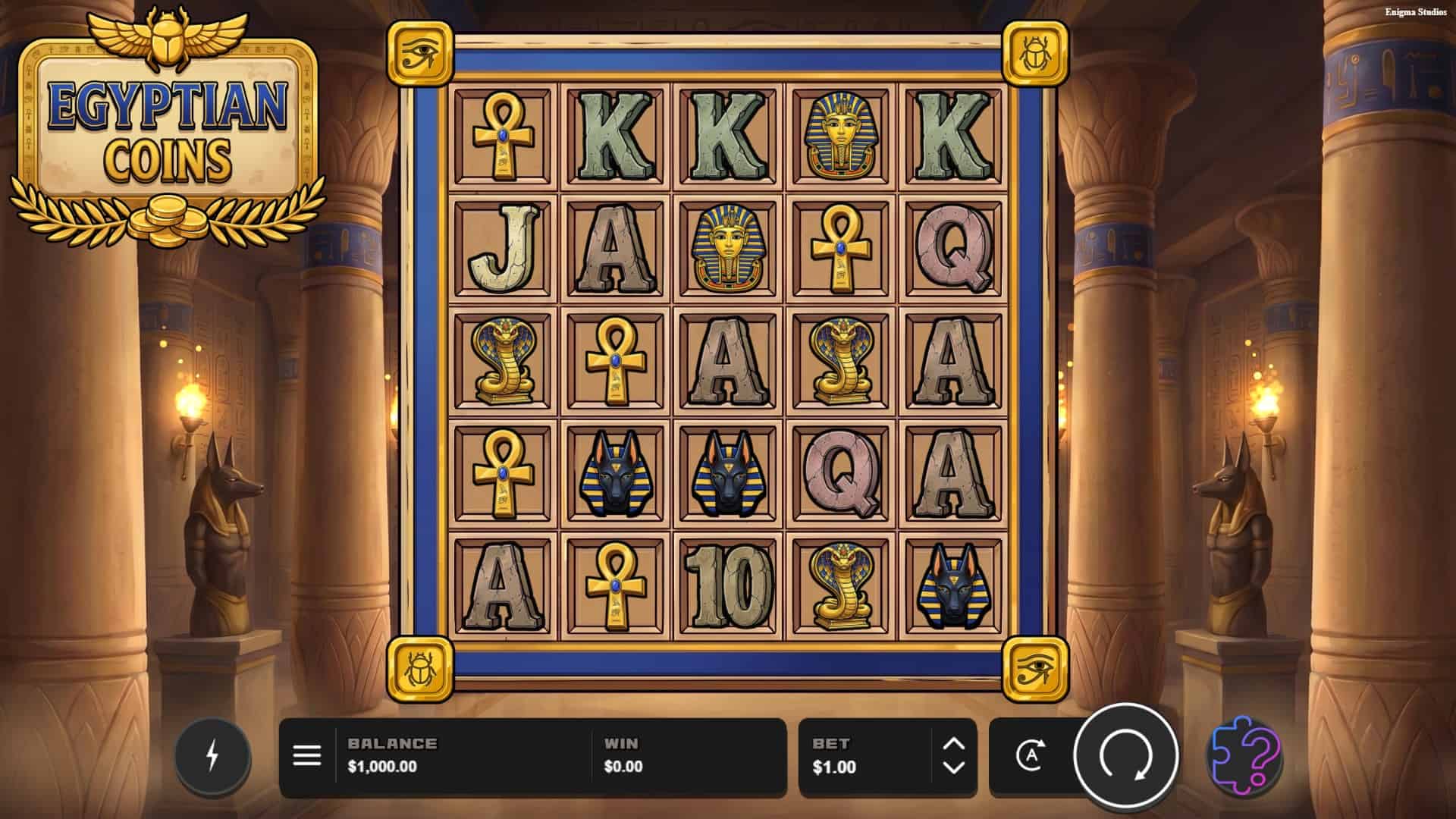 Egyptian Coins slot gameplay reels