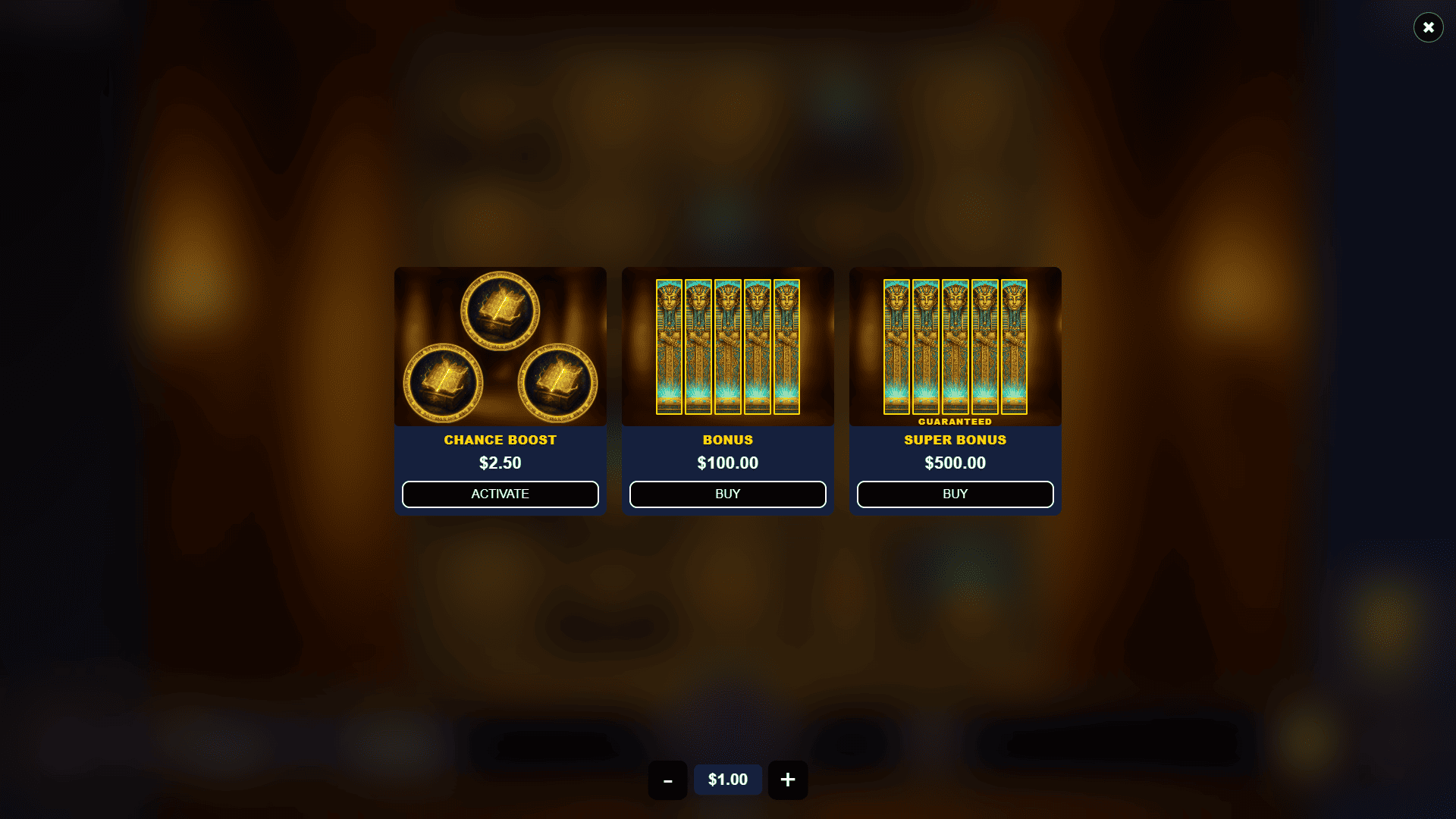 Egyptian Expansion Bonus Buy bonus buy menu