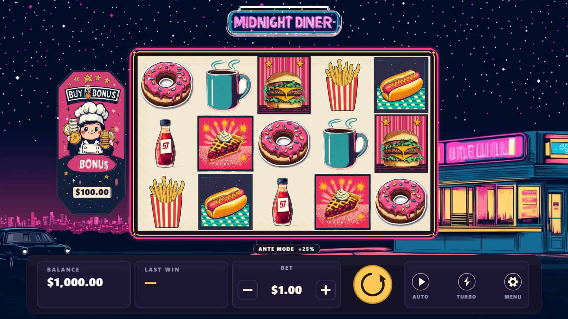 Midnight Diner slot gameplay reels