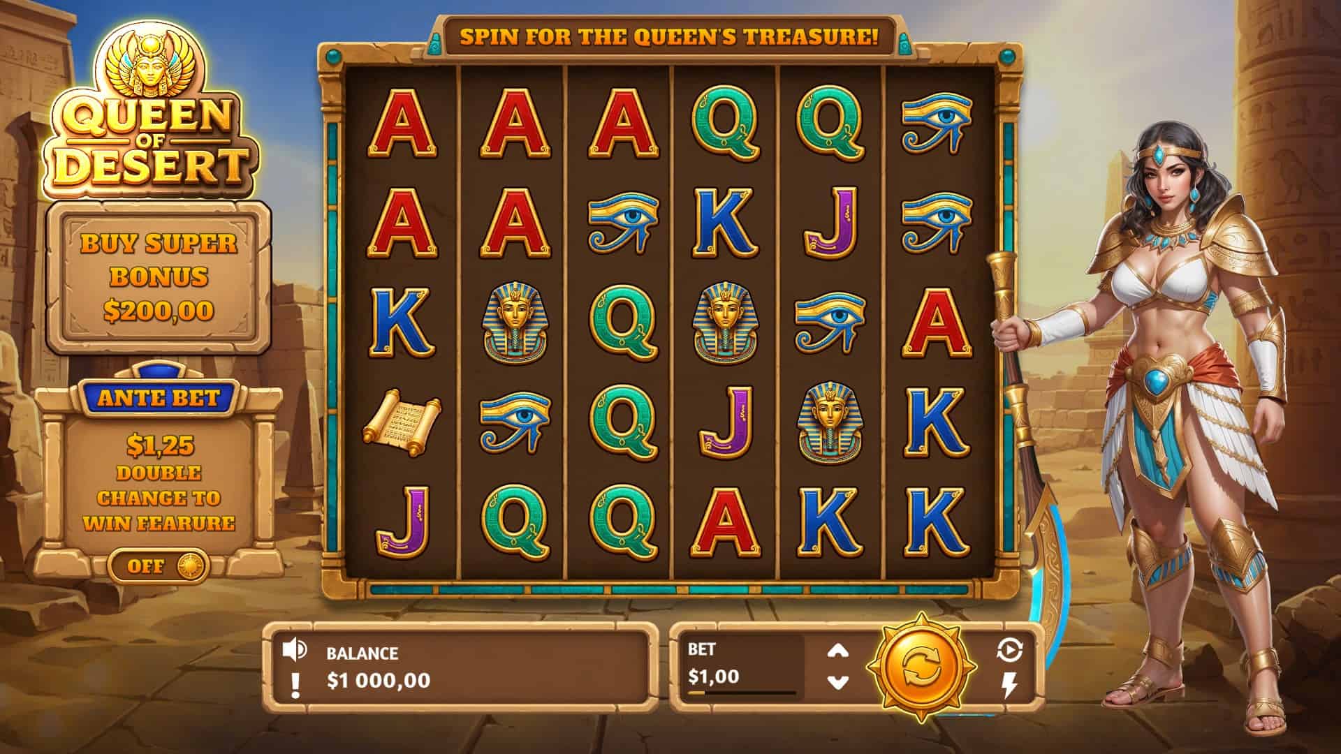 Queen Desert slot gameplay reels