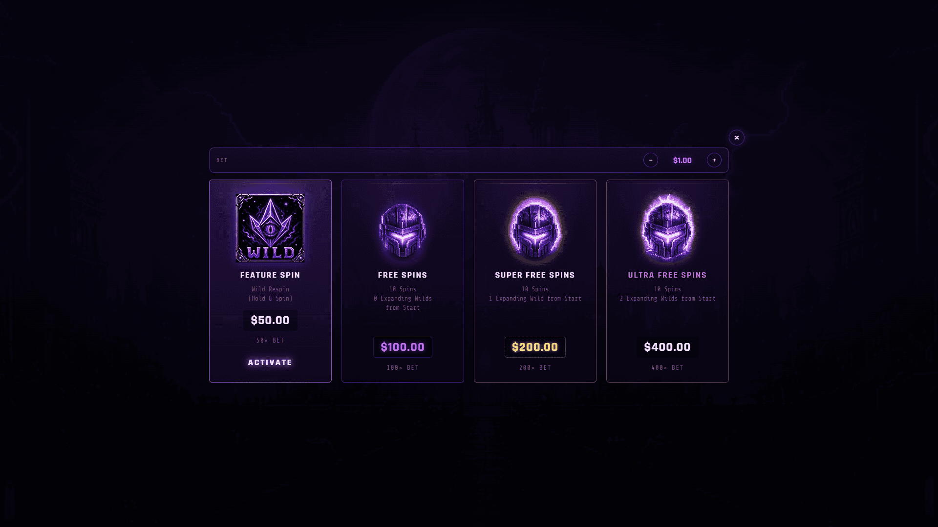 Phantom King bonus buy menu