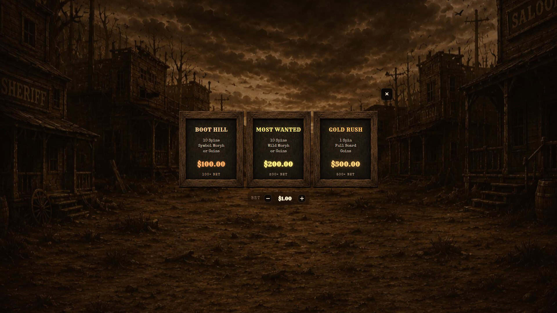 Undead Outlaw bonus buy menu