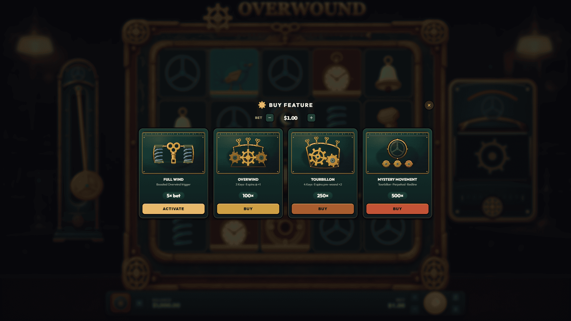 Overwound bonus buy menu