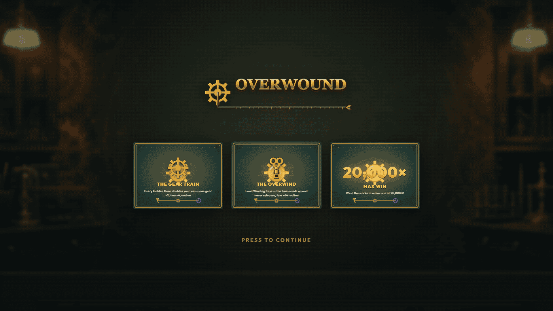 Overwound slot intro screen