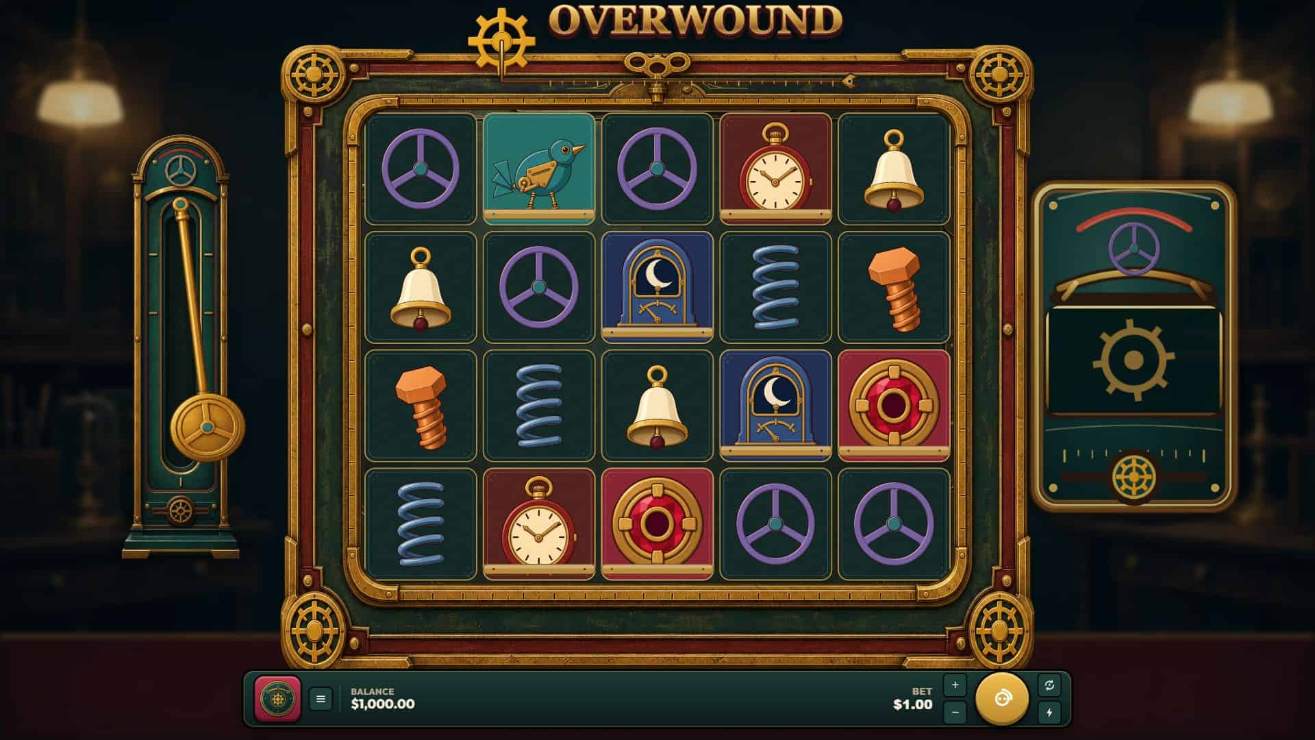 Overwound slot gameplay reels