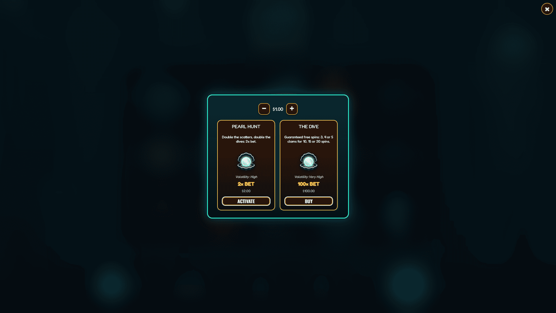 Lure of the Abyss bonus buy menu