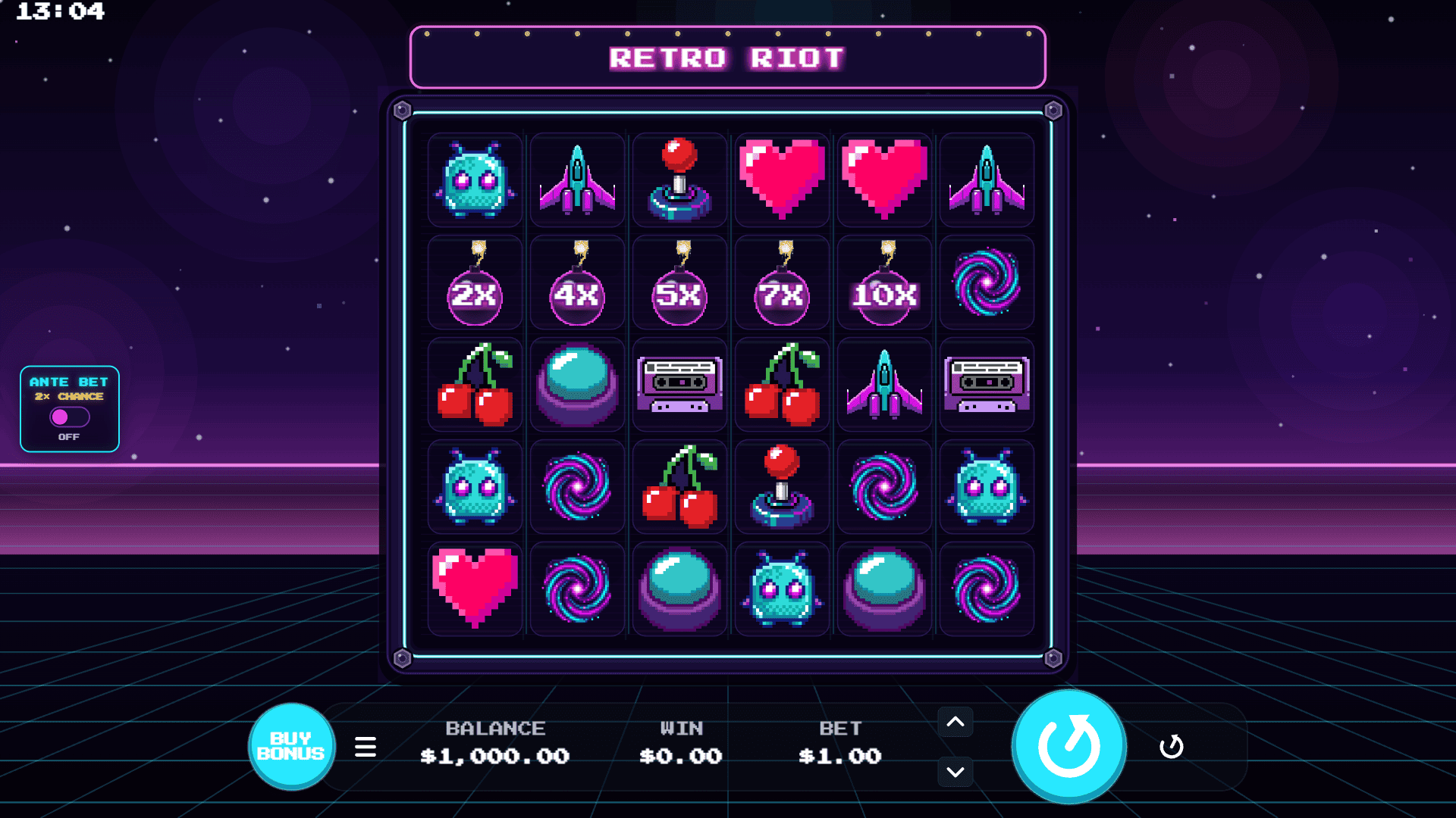 Retro Riot slot gameplay reels