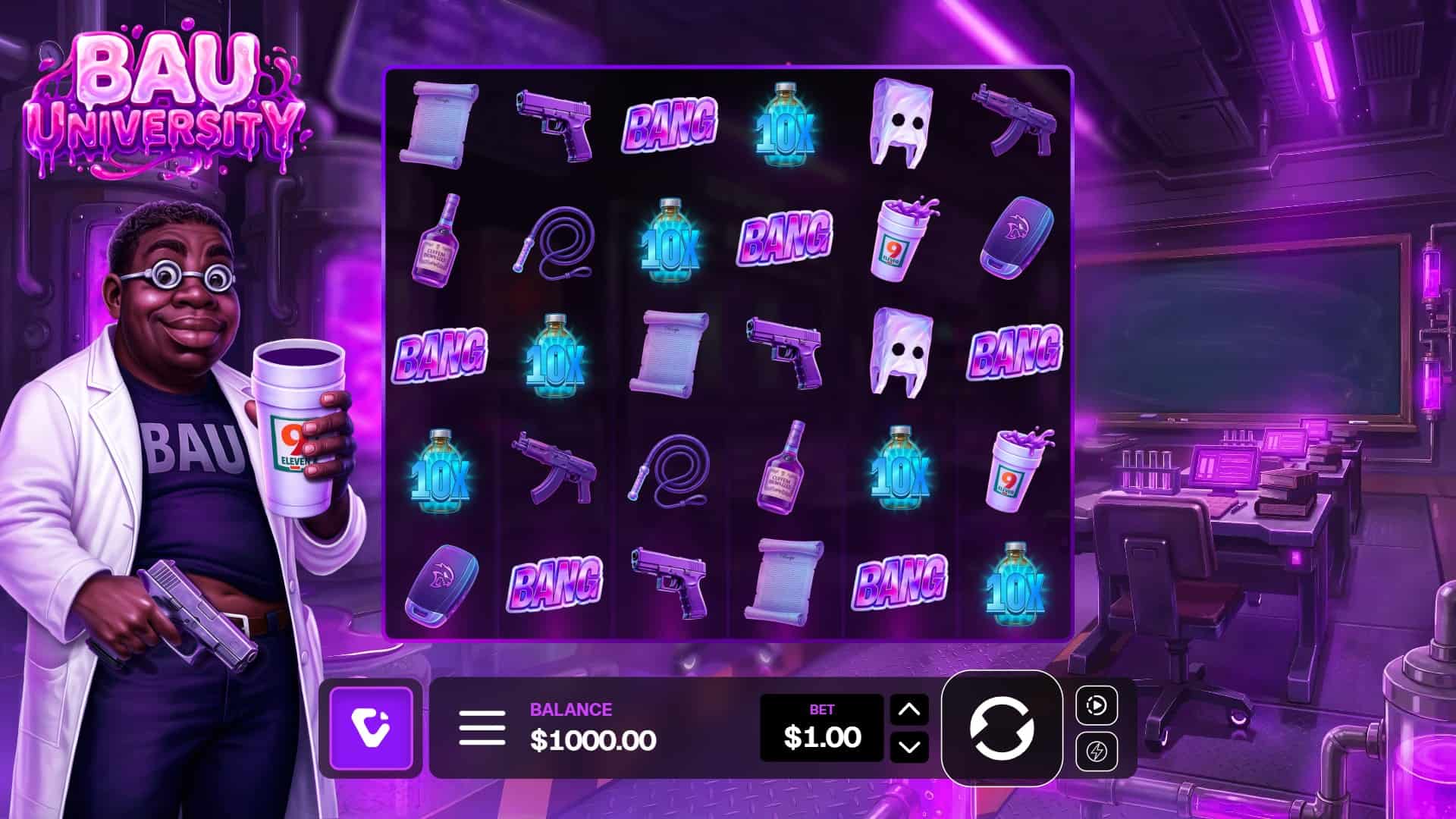 Bau University slot gameplay reels