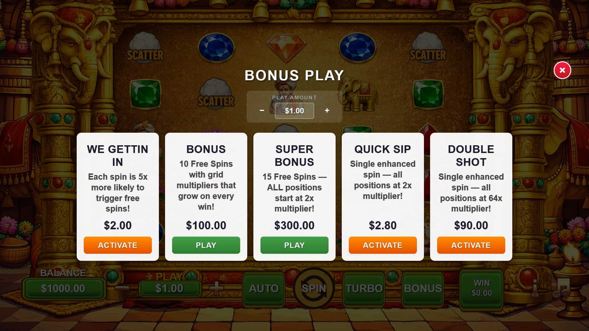 Bossman goes to India bonus buy menu