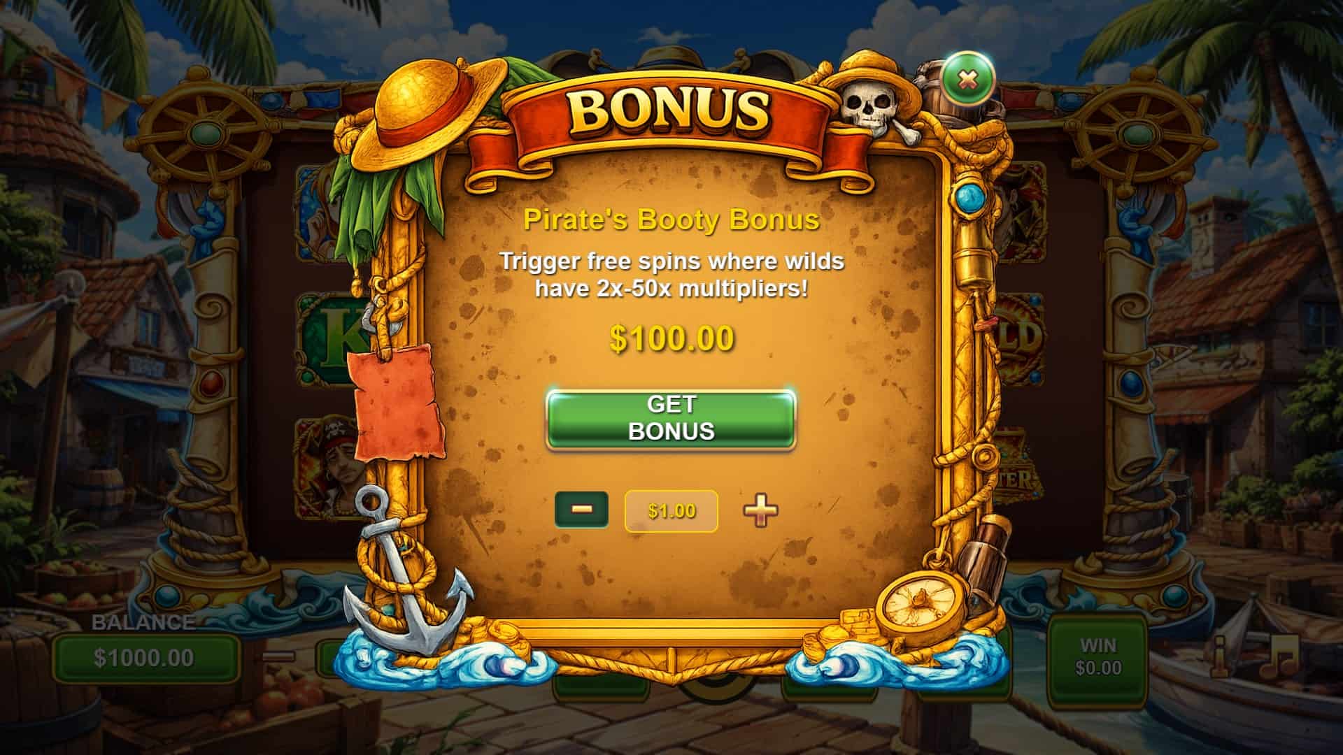 Bossmans Pirate Adventure bonus buy menu