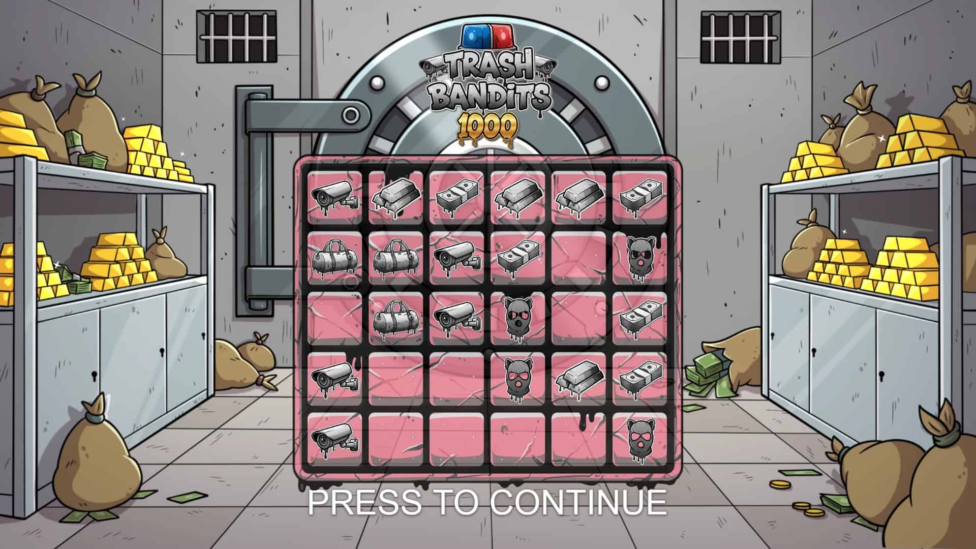 Trash Bandits 1000 slot intro screen