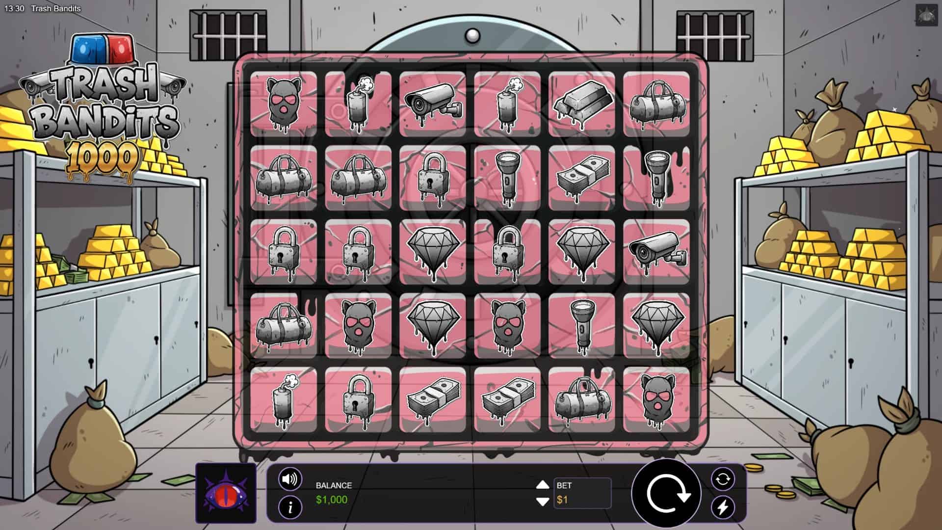 Trash Bandits 1000 slot gameplay reels