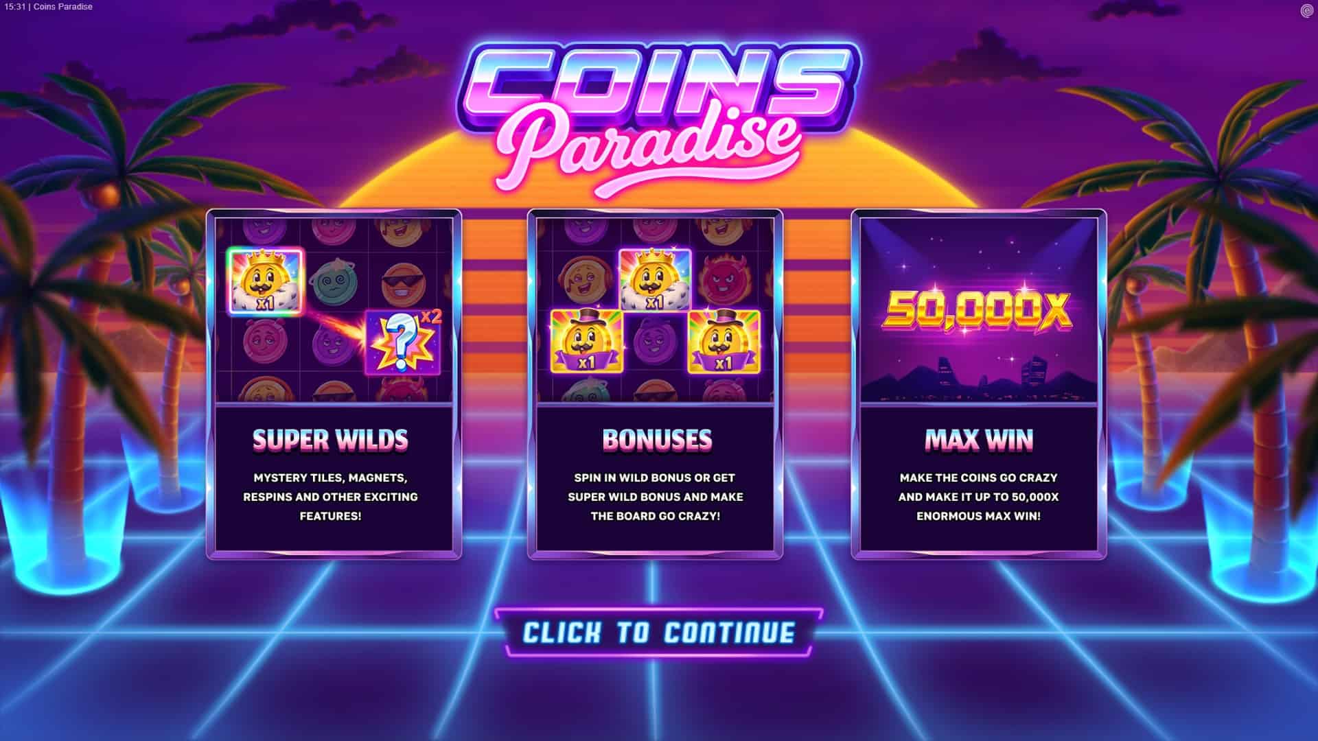 Coins Paradise slot intro screen