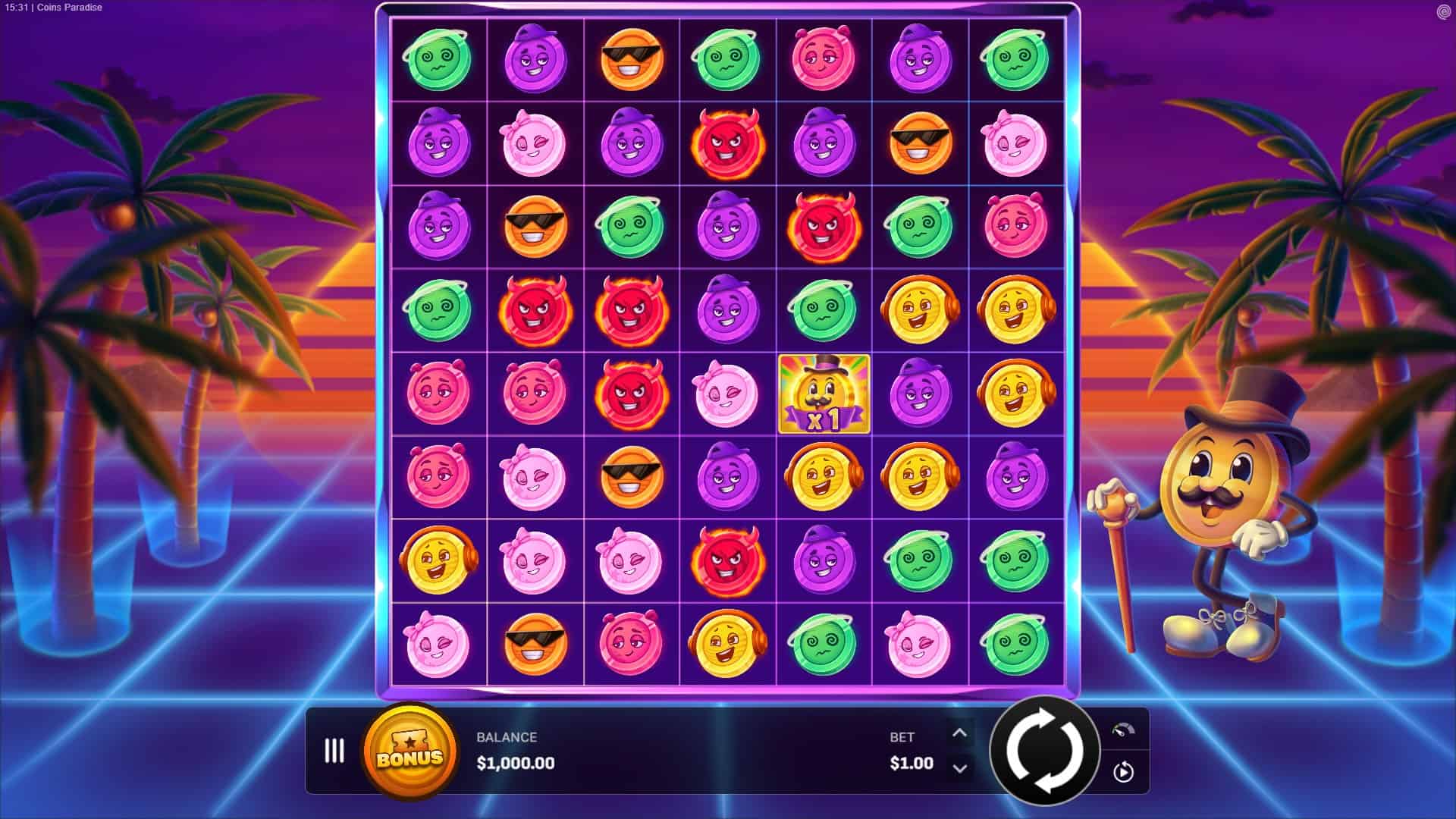 Coins Paradise slot gameplay reels