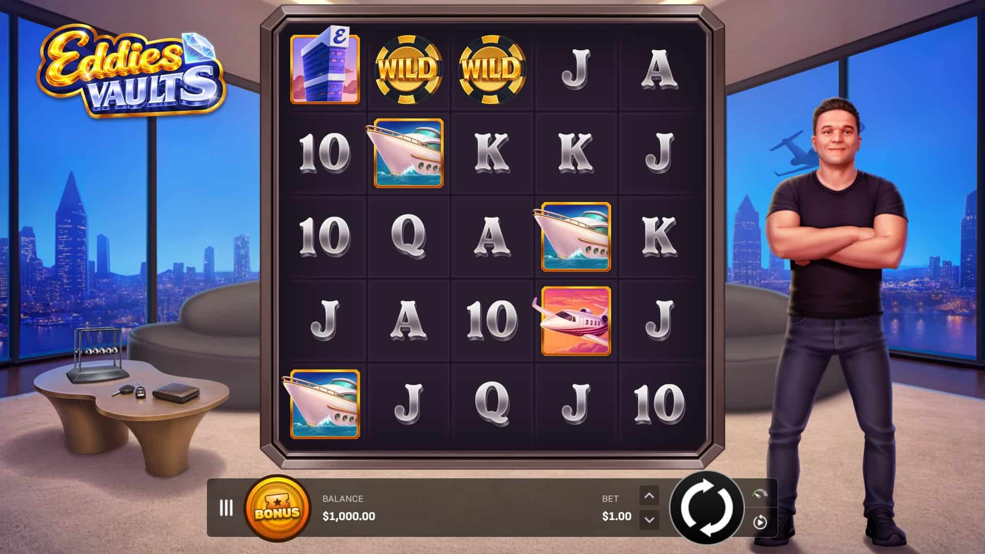 Eddies Vaults slot gameplay reels