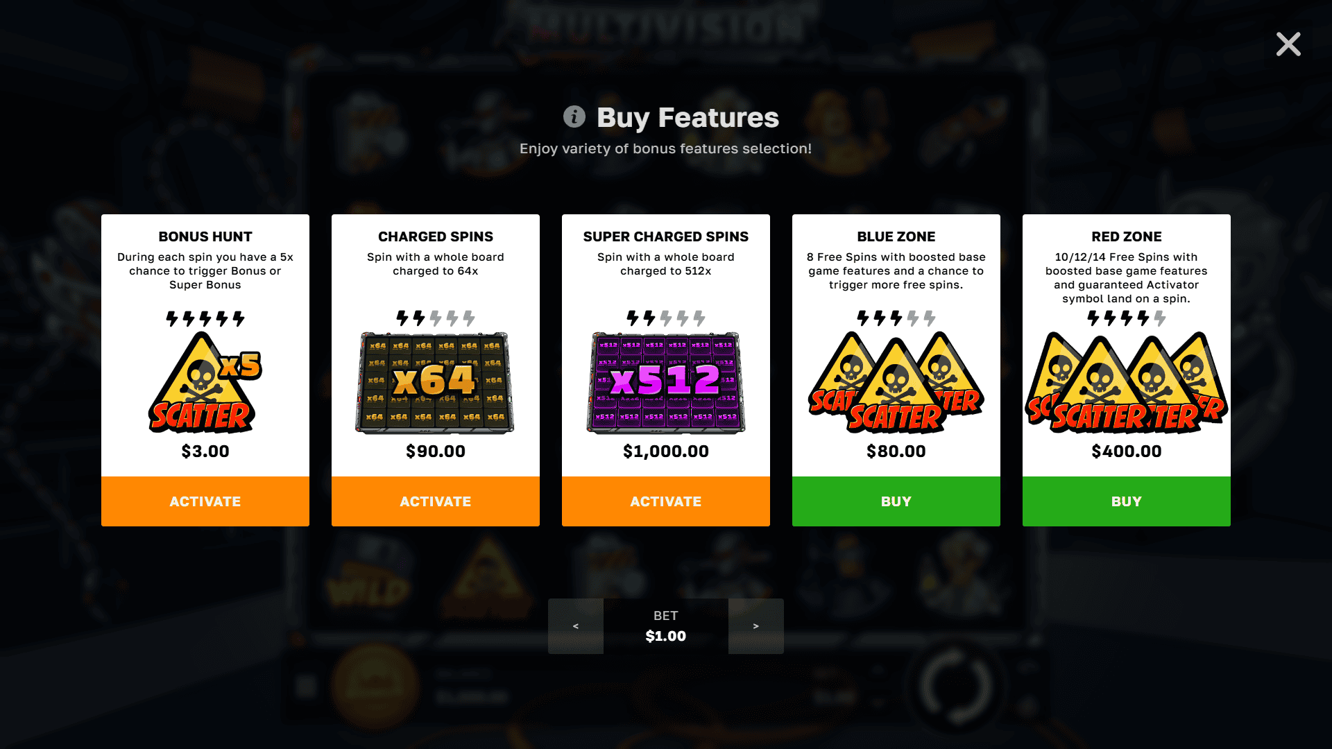 Multivision bonus buy menu