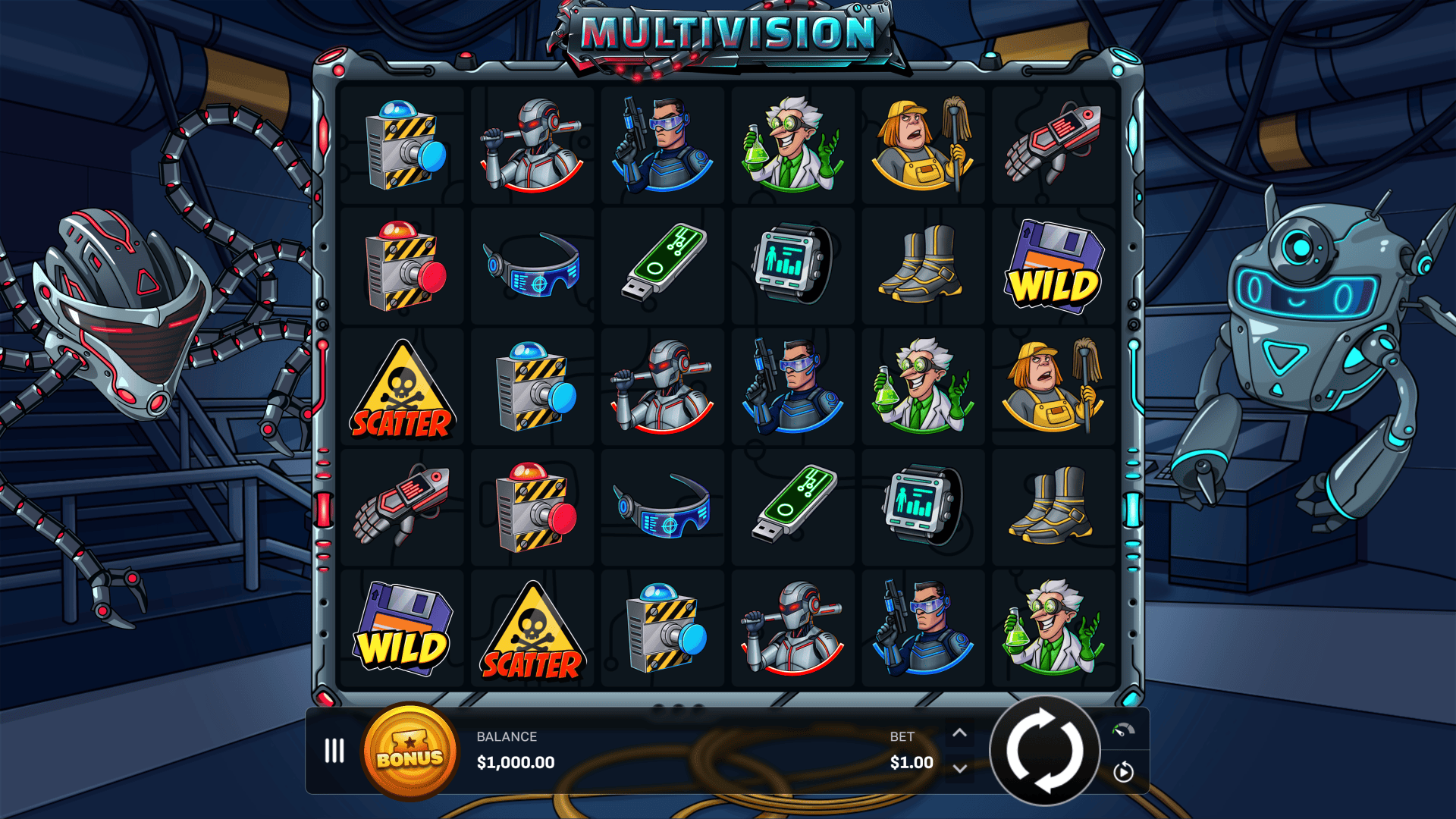 Multivision slot gameplay reels