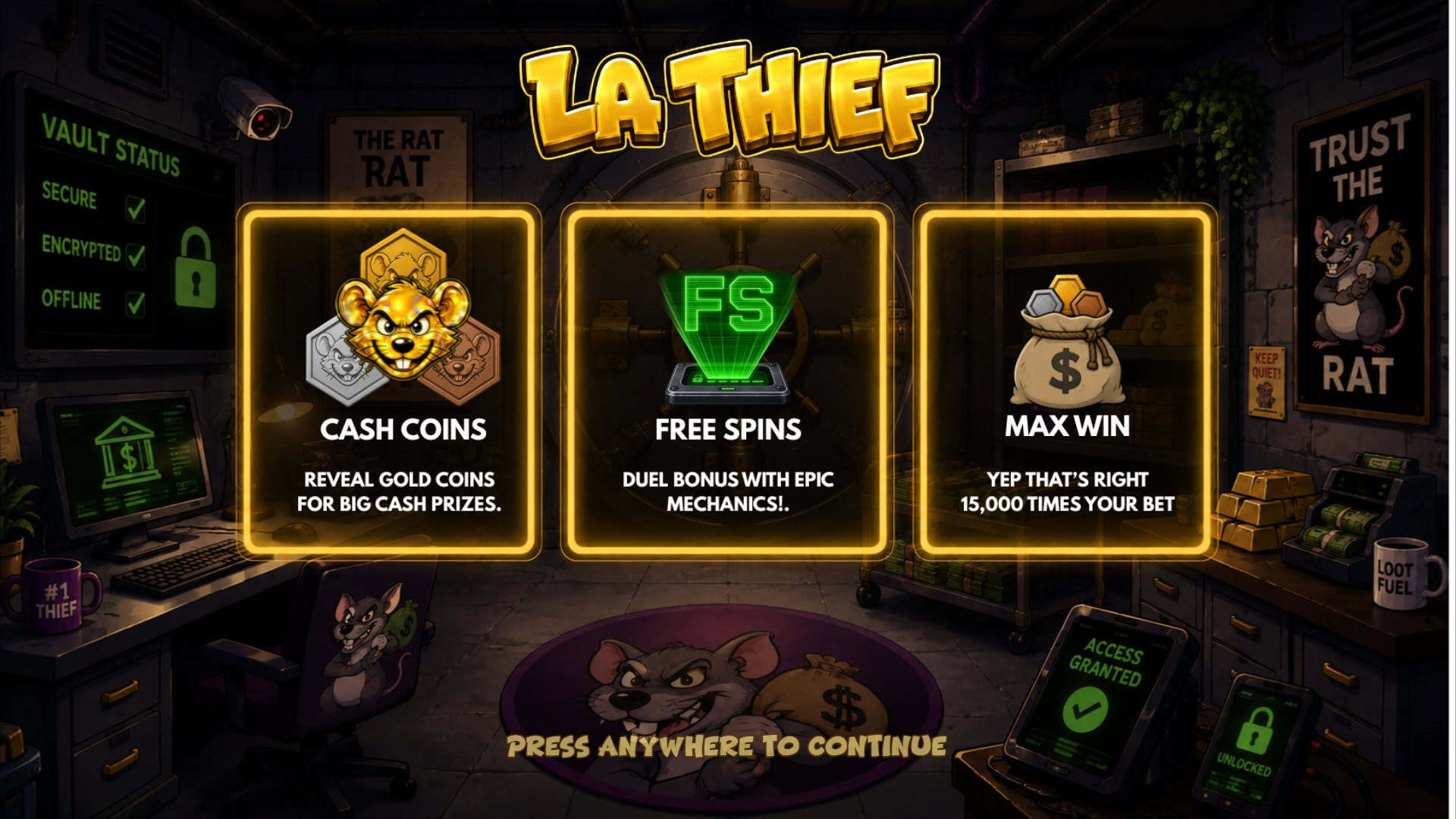 La Thief slot intro screen