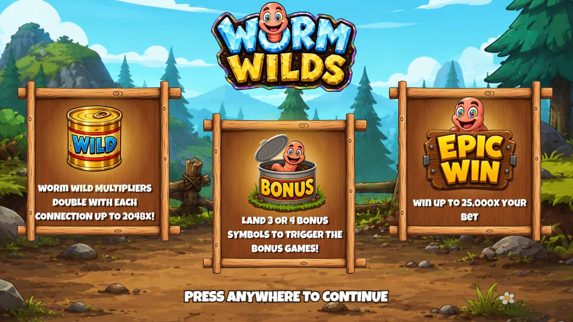 Worm Wilds slot intro screen