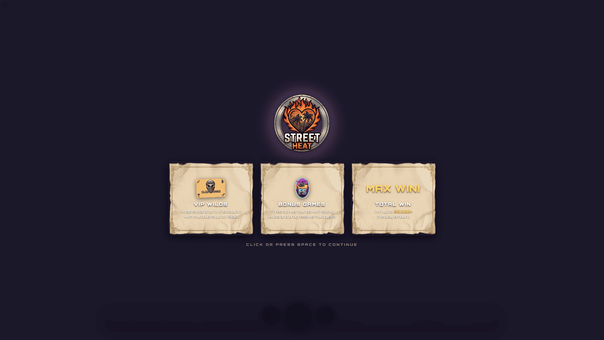 Street Heat slot intro screen