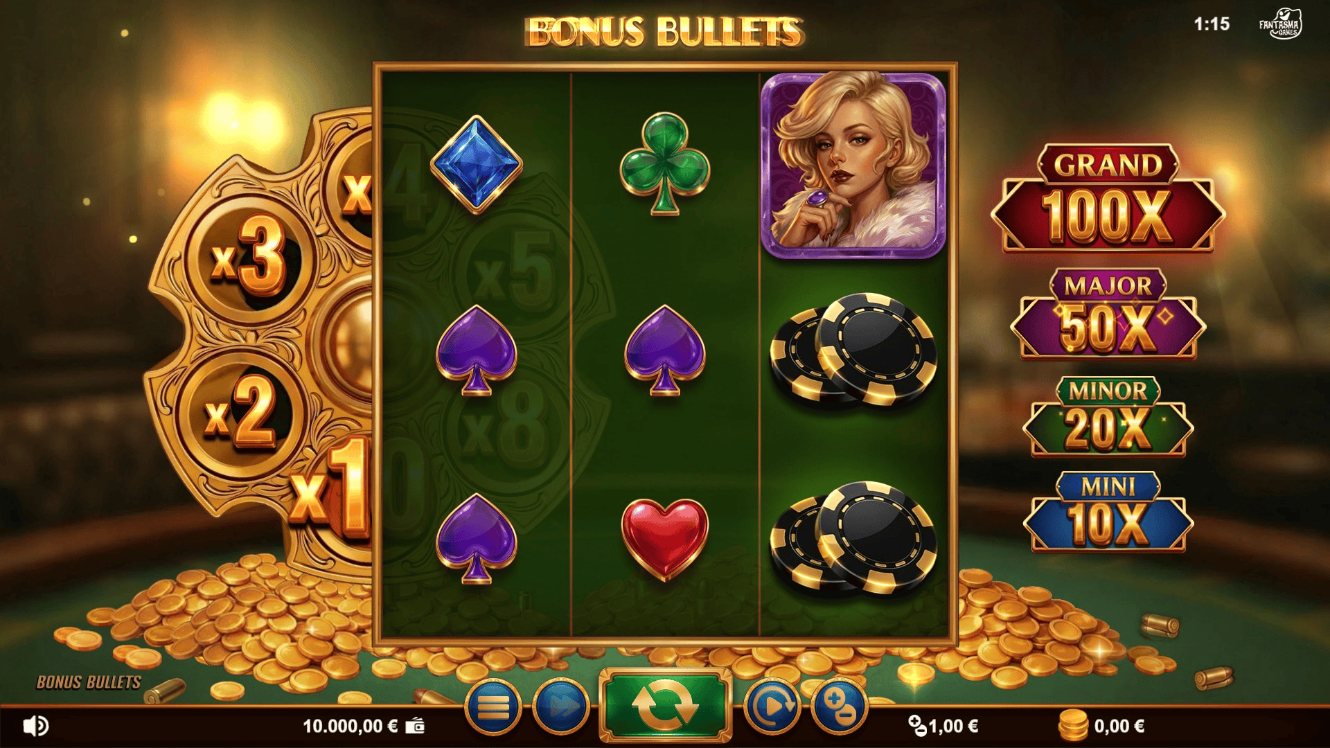 Bonus Bullets slot gameplay reels