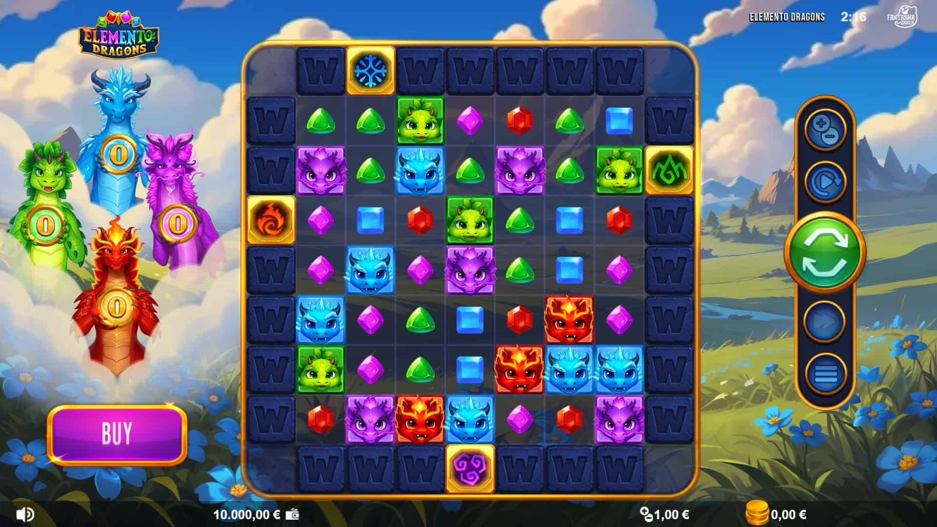 Elemento Dragons slot gameplay reels
