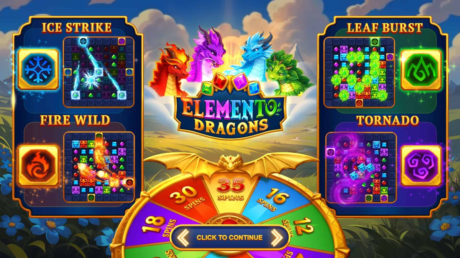 Elemento Dragons slot intro screen