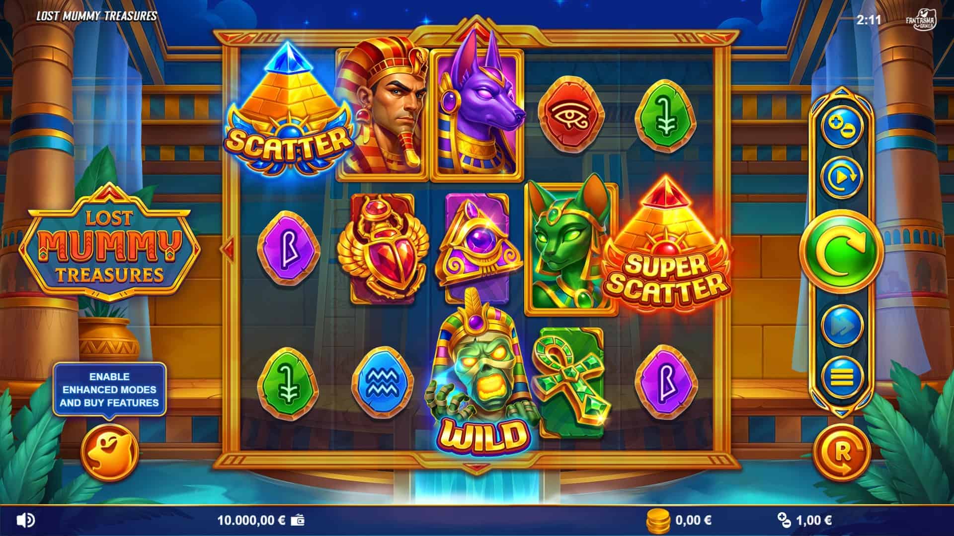 Lost Mummy Treasures slot gameplay reels