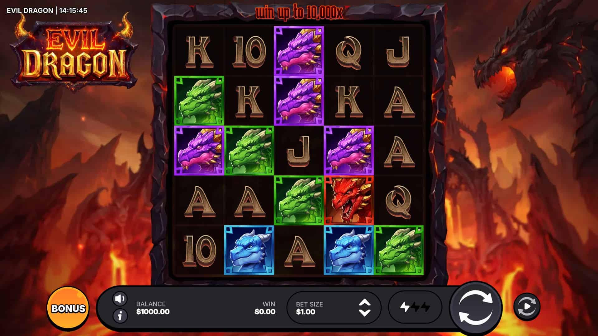 Evil Dragon slot gameplay reels