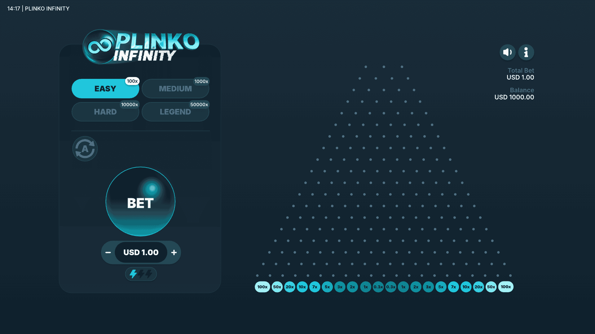 Plinko Infinity slot gameplay reels