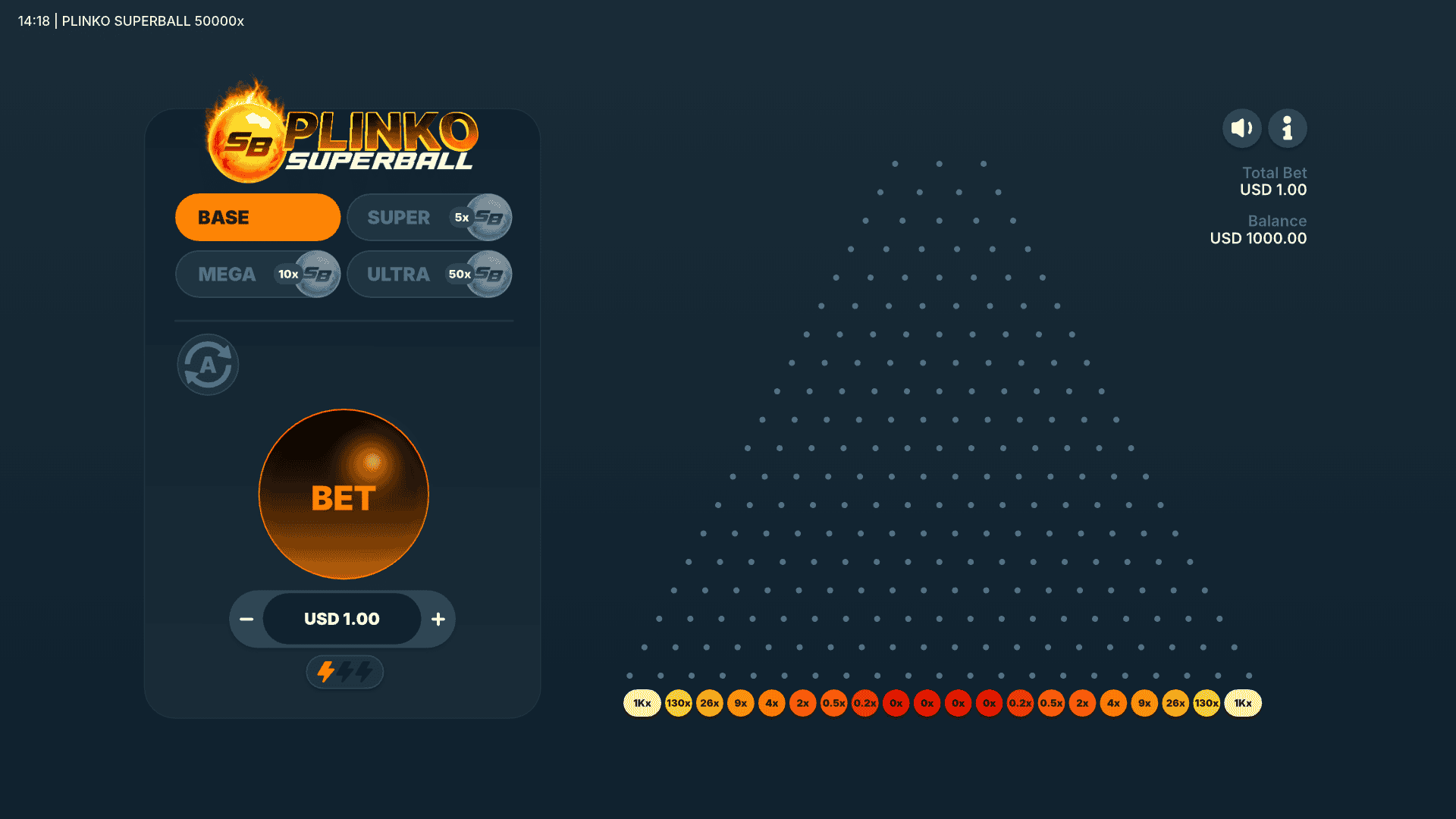 Plinko Superball 50000x slot gameplay reels