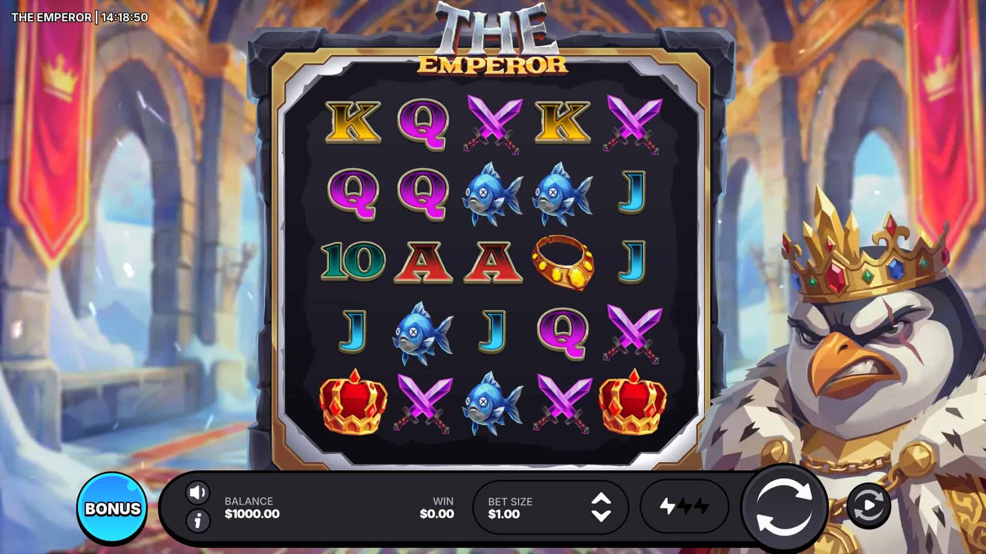 The Emperor slot gameplay reels