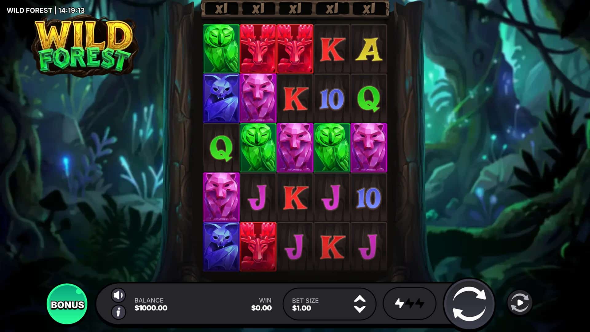 Wild Forest slot gameplay reels