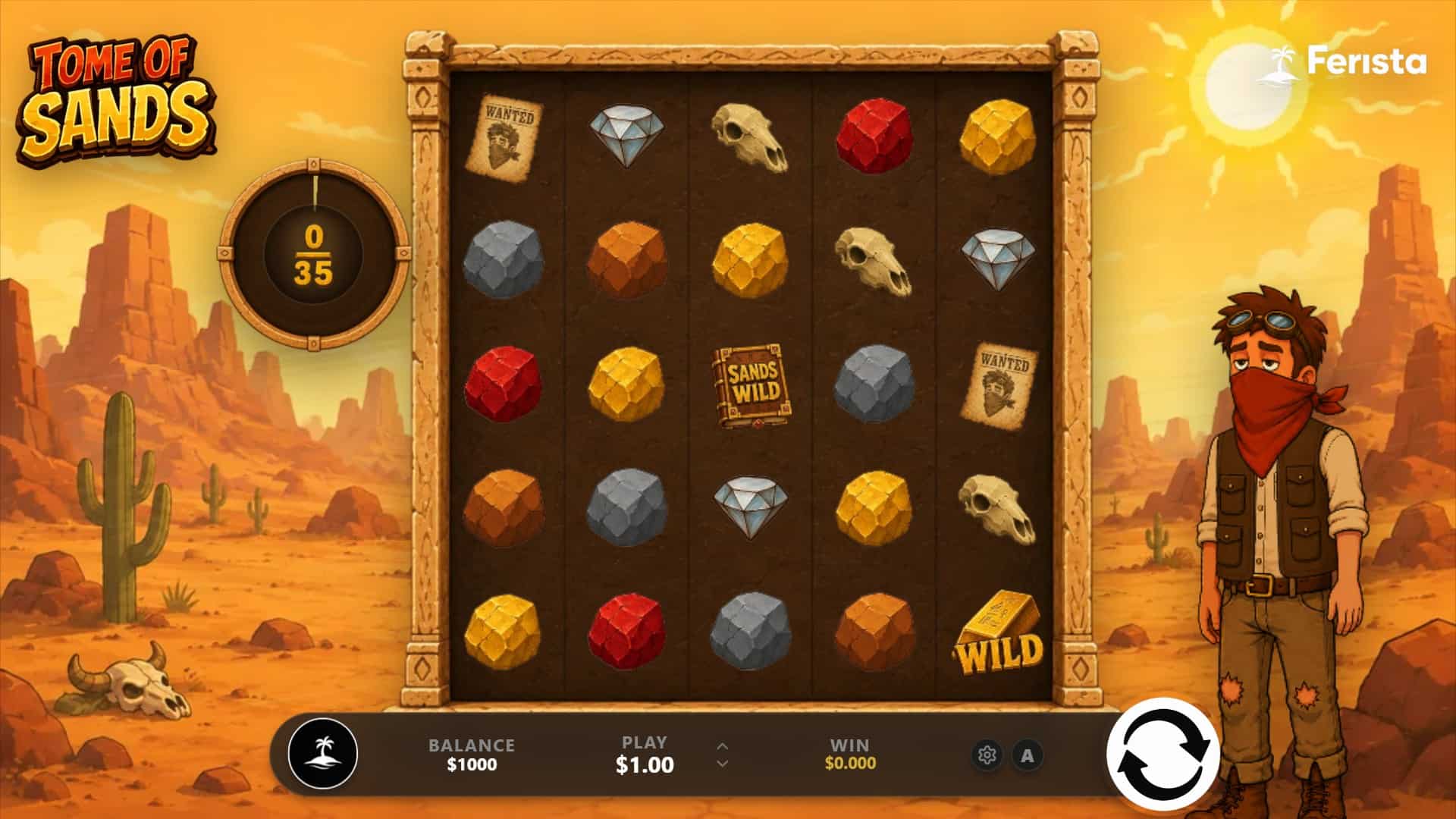 Tome of Sands slot gameplay reels