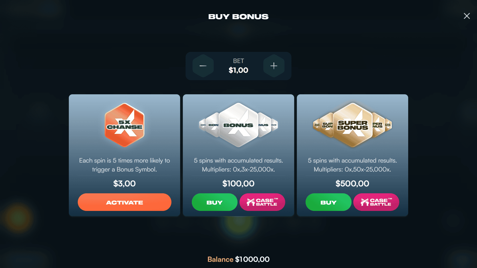 Case Battle bonus buy menu
